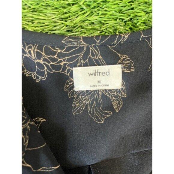 Aritzia Womens Wilfred Marvelle Floral Tier Ruffle Black Dress Medium - Picture 4 of 10